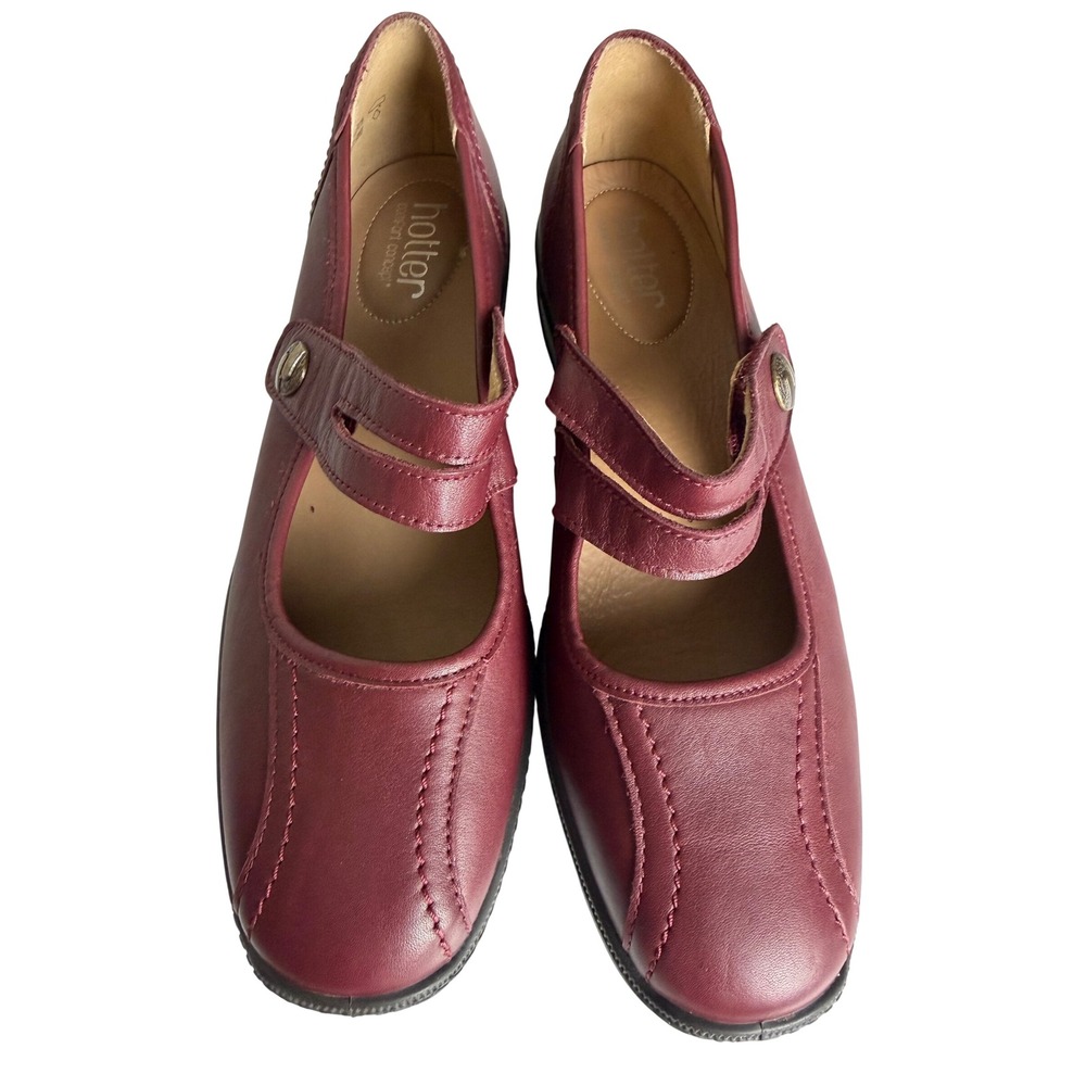 Hotter Karen Burgundy Leather Mary Jane Comfort Shoes Womens 9.5 STD UK 7.5